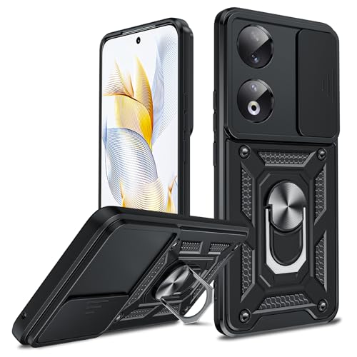 LeYi Hülle für Honor 90 5G 6.7" Case mit Kameraschutz (Nein Schutzfolie), Militär Standard Handyhülle Honor 90 Schutzhülle mit 360 Grad Ringhalter Robust Armor Bumper Kratzfest Cover Schwarz von LeYi