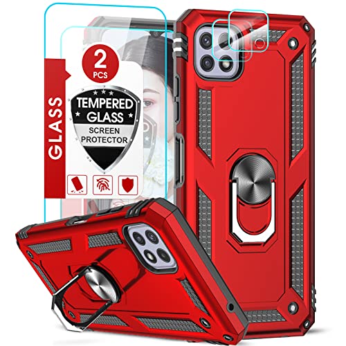 LeYi Hülle für Samsung Galaxy A22 5G Metallring Handyhülle und 2*Hartglas Schutz&2*Kameraschutz Folie,Metall Ring Handyhalterung Handy Hüllen Militärschutz Stoßdämpfung Cover Schutzhülle Case Rot LeYi Hülle für Samsung Galaxy A22 5G Metallring Handyhülle und 2*Hartglas Schutz&2*Kameraschutz Folie,Metall Ring Handyhalterung Handy Hüllen Militärschutz Stoßdämpfung Cover Schutzhülle Case Rot von LeYi