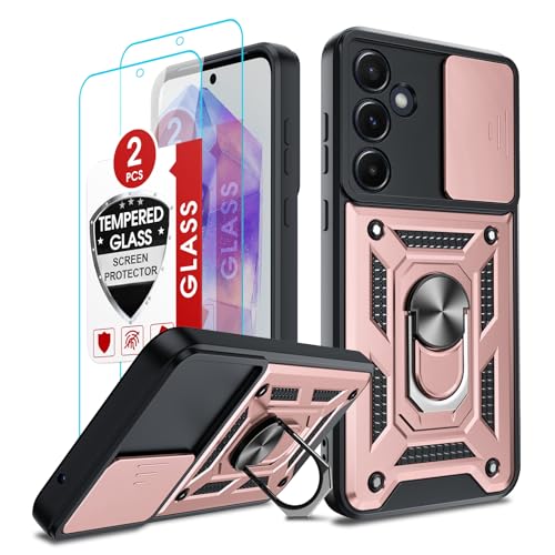 LeYi Hülle für Samsung Galaxy A55 5G Kamera Schieber Schutzhülle [2 Displayschutz Folie] Militärische Stehfunktion Handyhülle Kamera Objektivschutz Case A 55 5 G Handy Hüllen Cover Rosa von LeYi