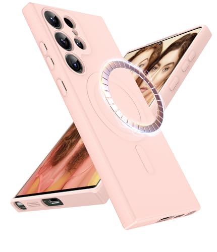 LeYi Hülle für Samsung Galaxy S23 Ultra Handyhülle Kompatibel mit MagSafe, Magnetische Slim Weiches Silikon TPU Kameraschutz Schutzhülle Kratzfest Mikrofaserfutter Case für S 23 Ultra 5G Rosa von LeYi