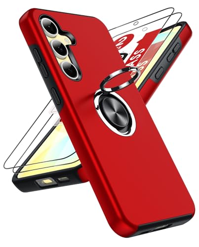LeYi Hülle für Samsung Galaxy S24 FE Handyhülle mit 2*Schutzfolie, TPU+PC Militärschutz Hybrid Schutzhülle mit 360 Grad Drehbar Metall Ring Halter Ständer Stoßfest Case Cover Rot LeYi Hülle für Samsung Galaxy S24 FE Handyhülle mit 2*Schutzfolie, TPU+PC Militärschutz Hybrid Schutzhülle mit 360 Grad Drehbar Metall Ring Halter Ständer Stoßfest Case Cover Rot von LeYi