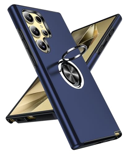 LeYi Hülle für Samsung Galaxy S24 Ultra Handyhülle mit 360° Drehbare Ringhalter, TPU Militärschutz Hybrid Ständer Schutzhülle Standard Stoßfest Kratzfest Case für S24 Ultra Blau von LeYi