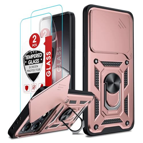 LeYi Hülle für Xiaomi 14T Pro 5G Case Kamera Schieber [2 Displayschutz Folie] Militärische Kameraklappe Rüstung Stehfunktion Schutzhülle Kamera Objektivschutz Handyhülle 14tpro Handy Cover Rosa von LeYi