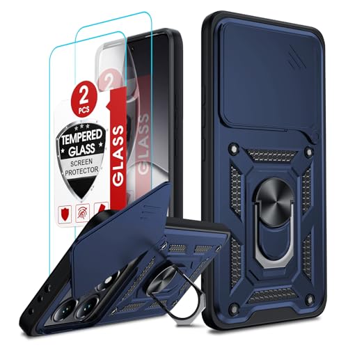 LeYi Hülle für Xiaomi 14T Pro 5G Objektivschutz Handyhülle [2 Glasfolie Schutzglas] Kammeraabdeckung Militär Schutzhülle Outdoor Ringhalterung Cover Kratzfest Case Halter 14 T Pro Handy Hüllen Blau von LeYi