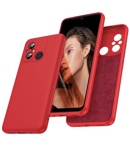 LeYi Hülle für Xiaomi Redmi 12C/12 C Handyhülle, Ultra Dünn Slim Weiches Silikon TPU Kameraschutz Stoßfest Schutzhülle Kratzfest Mikrofaserfutter Case Cover für Redmi 12C Rot von LeYi