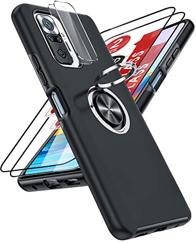 LeYi Hülle für Xiaomi Redmi Note 10 Pro/Note 10 Pro Max Handyhülle kompatibel mit 2*Panzerfolie & 2*Kamera Folie, TPU+PC Hybrid Schutzhülle mit 360° Drehbar Ring Halter Ständer Stoßfest Case Schwarz LeYi Hülle für Xiaomi Redmi Note 10 Pro/Note 10 Pro Max Handyhülle kompatibel mit 2*Panzerfolie & 2*Kamera Folie, TPU+PC Hybrid Schutzhülle mit 360° Drehbar Ring Halter Ständer Stoßfest Case Schwarz von LeYi
