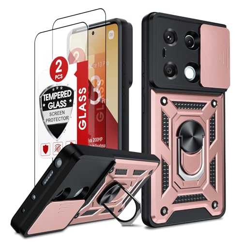 LeYi Hülle für Xiaomi Redmi Note 13 Pro 4G Kamera Schieber Schutzhülle [2 Displayschutz Folie] Militärische Stehfunktion Handyhülle Kamera Objektivschutz Case Note13Pro 4 G Handy Hüllen Cover Rosa von LeYi