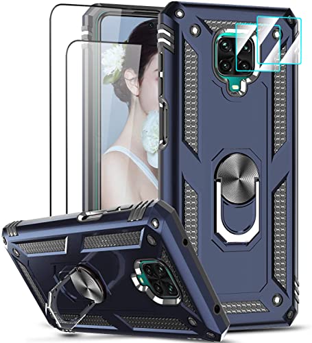 LeYi Hülle für Xiaomi Redmi Note 9 Pro/Note 9S/Note 9 Pro Max Schutzhülle mit 2*Panzerglas Schutzfolie & 2*kameraschutz,360 Grad Ringhalter Case Stoßfest Protective Handyhülle Handy Hüllen Cover Blau von LeYi