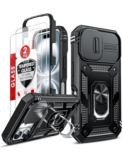 LeYi Hülle für iPhone 2024 Kameraschutz Handyhülle & 2*Hartglas Schutzfolie,Hybrid Kamera Schiebeabdeckung Schutzhülle Militär Standard Cover Case Metall Ring Ständer Handy Hüllen Schwarz LeYi Hülle für iPhone 2024 Kameraschutz Handyhülle & 2*Hartglas Schutzfolie,Hybrid Kamera Schiebeabdeckung Schutzhülle Militär Standard Cover Case Metall Ring Ständer Handy Hüllen Schwarz von LeYi