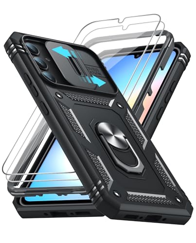 LeYi Kameraschutz Hülle für Samsung Galaxy A34 5G/A 34 mit 2 Schutzfolie, Hybrid Handyhülle Metall Ring Ständer Cover Case Kamera Schiebeabdeckung Schutzhülle Militär Standard Handy Hüllen Schwarz LeYi Kameraschutz Hülle für Samsung Galaxy A34 5G/A 34 mit 2 Schutzfolie, Hybrid Handyhülle Metall Ring Ständer Cover Case Kamera Schiebeabdeckung Schutzhülle Militär Standard Handy Hüllen Schwarz von LeYi