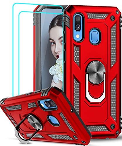 LeYi Schutzhülle für Samsung Galaxy A40 [2 Stück Displayschutzfolie aus Hartglas] Ringhalterung, militärisch, doppelte Schicht, verstärkt, Stoßdämpfung, TPU, Silikon, stoßfest, Schutzhülle für Samsung von LeYi