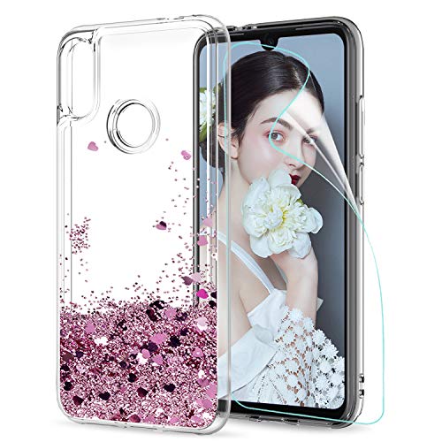 LeYi Schutzhülle für Xiaomi Redmi Note 7, mit Displayschutzfolie, für Mädchen, personalisierbar, Flüssigkeit, Pailletten, transparent, 3D, Silikon, stoßfest, Kawaii, Schutzhülle für Redmi Note 7/Note von LeYi