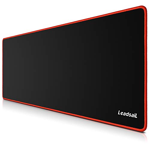 LeadsaiL Gaming Mauspad Groß (800 x 300 x 4mm) XXL Maus & Tastatur Mousepad, Antiwasser, Premium-texturiertes, rutschfeste Gummierte Unterseite Matte für Computer PC Professionelle Gamer - Rot von LeadsaiL