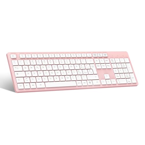 LeadsaiL Kabellose Tastatur, Wireless Keyboard in voller Größe, italienisches QWERTY-Layout, ergonomisches USB-Layout, 2,4 GHz mit Ziffernblock für PC, Laptop, Mac OS, MacBook Pro/Air, Windows-Rosa von LeadsaiL