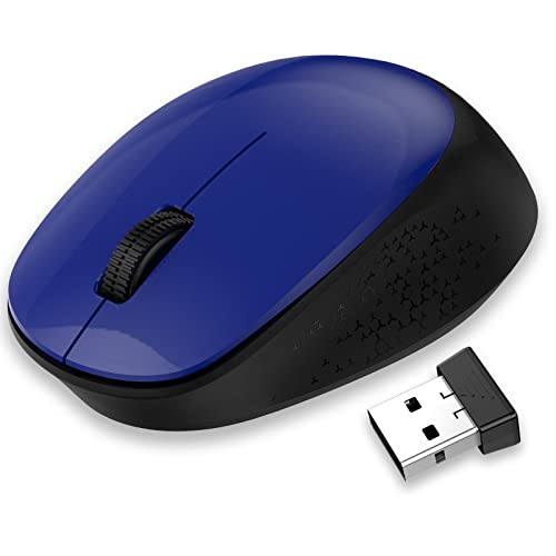 LeadsaiL Maus Kabellos, 2.4G Wireless Maus Leise mit USB Empfänger, 1600 DPI Optical Tracking, 3 Tasten Mäuse, Für Links- und Rechtshänder, Kompatibel mit PC, Mac, Laptop, Windows - Dunkelblau von LeadsaiL