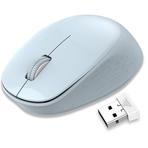 LeadsaiL Maus Kabellos, 2.4G Wireless Maus Leise mit USB Empfänger, 1600 DPI Optical Tracking, 3 Tasten Mäuse, Für Links- und Rechtshänder, Kompatibel mit PC, Mac, Laptop, Windows - Hellblau von LeadsaiL