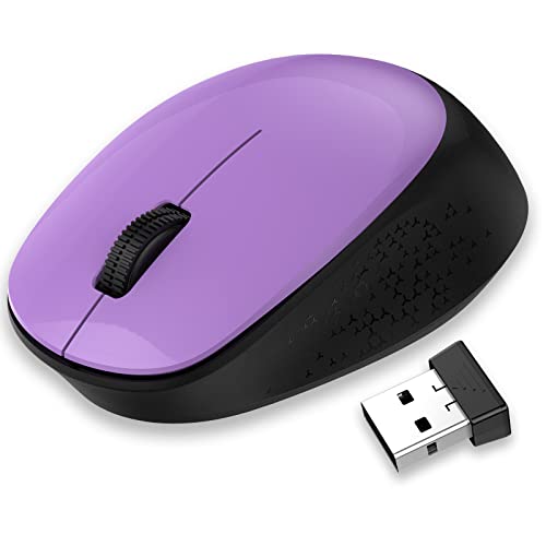 LeadsaiL Maus Kabellos, 2.4G Wireless Maus Leise mit USB Empfänger, 1600 DPI Optical Tracking, 3 Tasten Mäuse, Für Links- und Rechtshänder, Kompatibel mit PC, Mac, Laptop, Windows - Lila von LeadsaiL