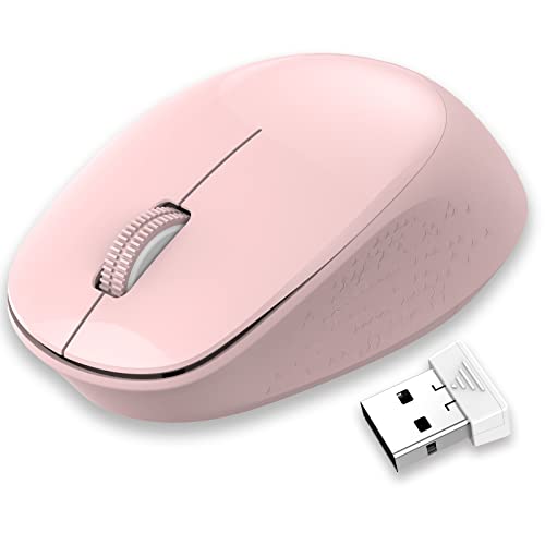 LeadsaiL Maus Kabellos, 2.4G Wireless Maus Leise mit USB Empfänger, 1600 DPI Optical Tracking, 3 Tasten Mäuse, Für Links- und Rechtshänder, Kompatibel mit PC, Mac, Laptop, Windows - Rosa von LeadsaiL
