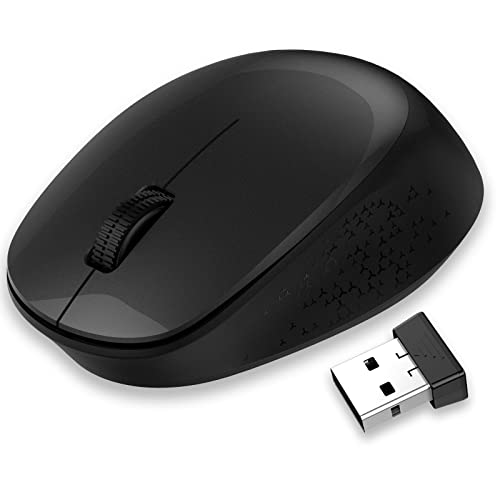 LeadsaiL Maus Kabellos, 2.4G Wireless Maus Leise mit USB Empfänger, 1600 DPI Optical Tracking, 3 Tasten Mäuse, Für Links- und Rechtshänder, Kompatibel mit PC, Mac, Laptop, Windows - Schwarz von LeadsaiL