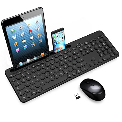 LeadsaiL Tastatur Maus Sets Kabellos,Ergonomische,Funk PC in Standardgröße,Deutsch QWERTZ-Layout, Leise-Klick,12 FN-Tasten Für Windows Computer, macOS, Laptop von LeadsaiL