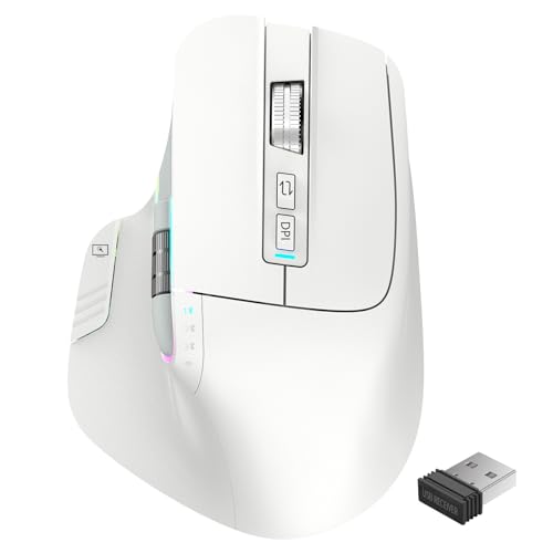 LeadsaiL Wireless Mouse, 2,4G wiederaufladbare Bluetooth5.2 Maus für Laptop, Steuerung von 4 Geräten, bis zu 3200DPI, ergonomische optische Maus für PC, Notebook von LeadsaiL