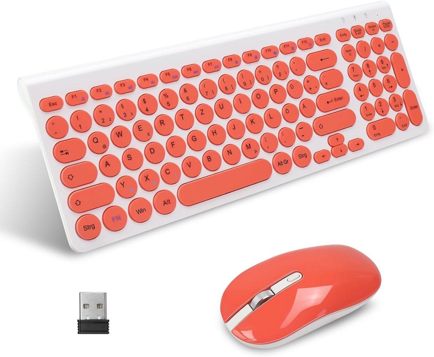 LeadsaiL kabelloses ergonomische Tastatur- und Maus-Set, deutsches QWERTZ-Layout, leise Tastatur-und Maustasten MacOS PC Laptop von LeadsaiL