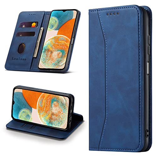 Leaisan Handyhülle für Samsung Galaxy A23 5G/4G Hülle Premium Leder Flip Klappbare Stoßfeste Magnetische [Standfunktion] [Kartenfächern] Schutzhülle für Samsung A23 5G/4G Tasche - Blau von Leaisan