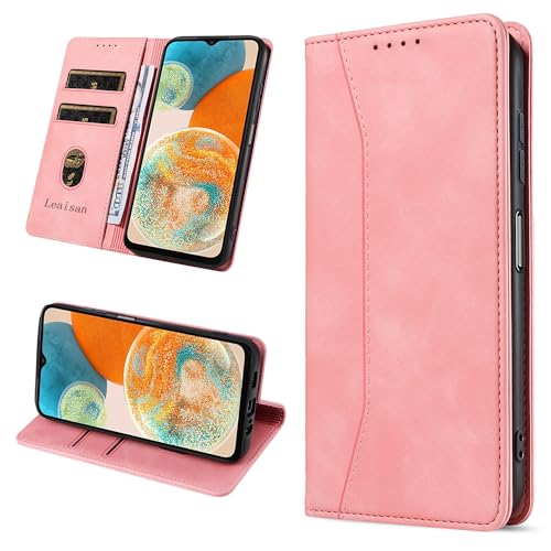 Leaisan Handyhülle für Samsung Galaxy A23 5G/4G Hülle Premium Leder Flip Klappbare Stoßfeste Magnetische [Standfunktion] [Kartenfächern] Schutzhülle für Samsung A23 5G/4G Tasche - Rose Gold von Leaisan