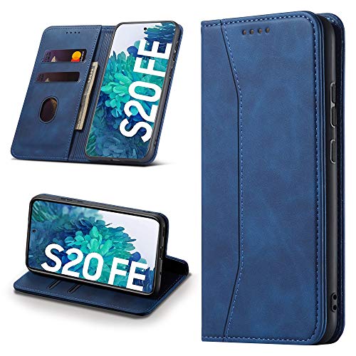 Leaisan Handyhülle für Samsung Galaxy S20 FE Hülle Premium Leder Flip Klappbare Stoßfeste Magnetische [Standfunktion] [Kartenfächern] Schutzhülle für Galaxy S20 FE Tasche - Blau von Leaisan