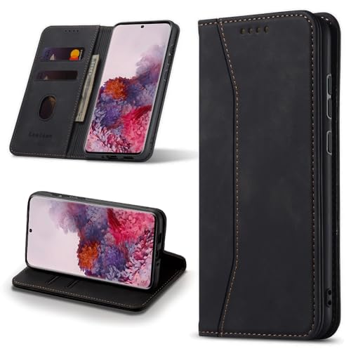Leaisan Handyhülle für Samsung Galaxy S20 Hülle Premium Leder Flip Klappbare Stoßfeste Magnetische [Standfunktion] [Kartenfächern] Schutzhülle für Samsung Galaxy S20 Tasche - Schwarz von Leaisan