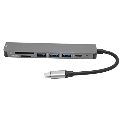 USB C Dockingstation 7 in 1 Multi-Port Aluminium HD USB C zu 4K 30HZ HD Multimedia Schnittstelle Ethernet zu USB Adapter USB C Hub SD TF Kartenleser von Leapiture