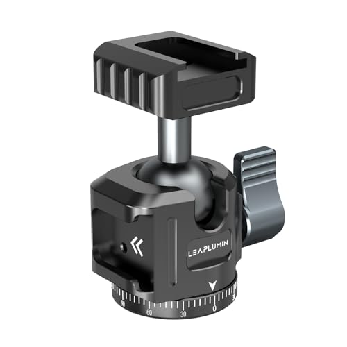 Leaplumin 2-in-1 Mini-Stativ-Kugelkopf mit 2 Kaltschuh-Halterungen, 360° drehbarer Metall-Kugelkopf-Kamerahalterung für 1/4 Zoll & 3/8 Zoll Stativ/Einbeinstativ/DSLR-Kamera/Handyhalterung, max. von Leaplumin