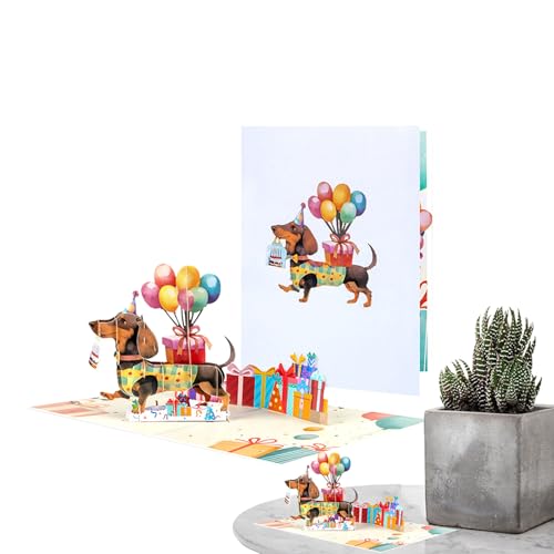 Pop-Up Geburtstagskarte – Pop-Up Karten Hund Geburtstag | Süße Note für Enkel Tochter Freundin Onkel Mama Tochter Ihn Sie Großvater von LearnLyrics