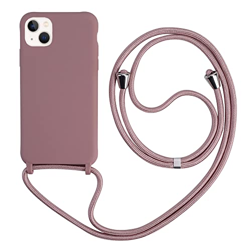 Handykette Hülle für iPhone 15 Max(6.7)Hülle Ultra Dünne Voller Schutz Flüssig Silikon mit Band Halsband Lanyard (abnehmbar) Handyhülle,Shockproof Handyhülle mit Verstellbarer Lanyard -Rosa von Leather Armor