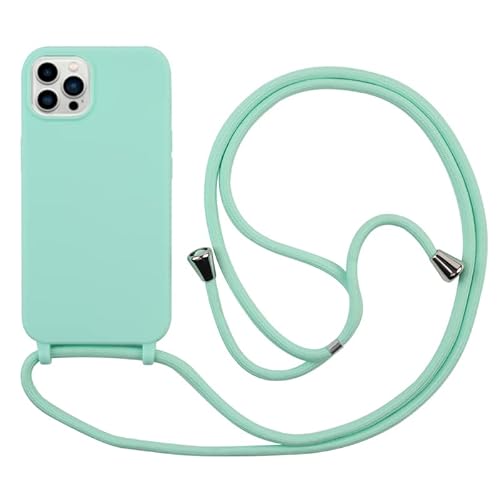 Handykette Hülle für iPhone 15 Pro(6.1)Hülle Ultra Dünne Voller Schutz Flüssig Silikon mit Band Halsband Lanyard (abnehmbar) Handyhülle,Shockproof Handyhülle mit Verstellbarer Lanyard -Türkis von Leather Armor