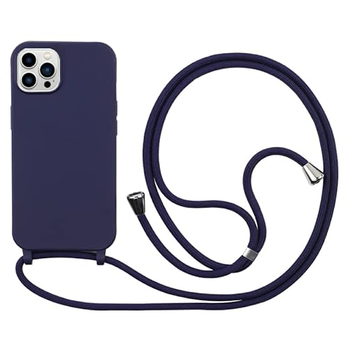Handykette Hülle für iPhone 15 Pro Max(6.7)Hülle Ultra Dünne Voller Schutz Flüssig Silikon mit Band Halsband Lanyard (abnehmbar) Handyhülle,Shockproof Handyhülle mit Verstellbarer Lanyard -Blau von Leather Armor