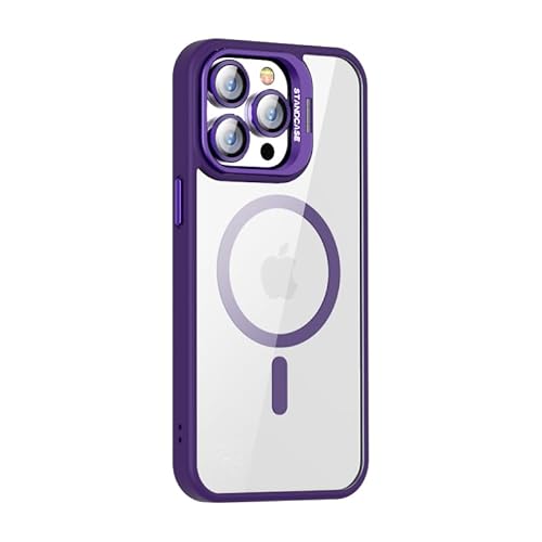 Kameraschutz für iPhone 12 Pro Max(6.7") Hülle [Kompatibel mit Magsafe] [Militärschutz Stoßfest] Hart Rückteil transparent 360 Grad Ständer Stoßfest Handyhülle iPhone 12 Pro Max(6.7")-Violett von Leather Armor
