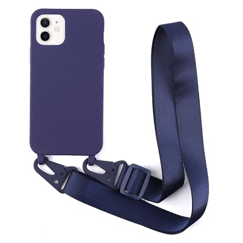 Leather Armor Handykette Hülle für iPhone 12 Mini(5.4) mit Band Halsband Lanyard (abnehmbar) Handyhülle,Handyhülle mit Verstellbarer Lanyard,Stoßfest Silikonhülle Handykette Handyhülle .-Blau von Leather Armor