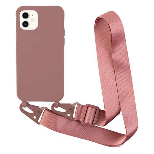 Leather Armor Handykette Hülle für iPhone 12 Mini(5.4) mit Band Halsband Lanyard (abnehmbar) Handyhülle,Handyhülle mit Verstellbarer Lanyard,Stoßfest Silikonhülle Handykette Handyhülle .-Rosa von Leather Armor