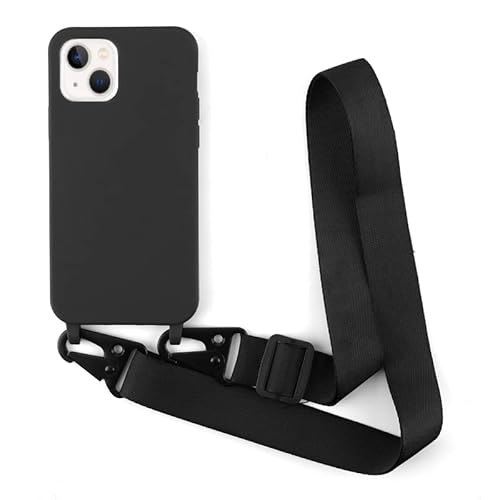 Leather Armor Handykette Hülle für iPhone 13 Mini(5.4) mit Band Halsband Lanyard (abnehmbar) Handyhülle,Handyhülle mit Verstellbarer Lanyard,Stoßfest Silikonhülle Handykette Handyhülle .-Schwarz von Leather Armor