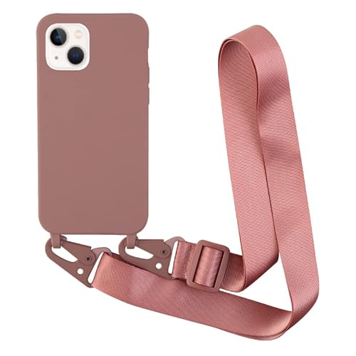 Leather Armor Handykette Hülle für iPhone 13 Mini(5.4) mit Band Halsband Lanyard (abnehmbar) Handyhülle,Handyhülle mit Verstellbarer Lanyard,Stoßfest Silikonhülle Handykette Handyhülle .-Rosa von Leather Armor