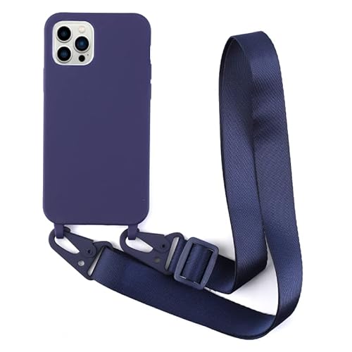 Leather Armor Handykette Hülle für iPhone 13 Pro Max(6.7) mit Band Halsband Lanyard (abnehmbar) Handyhülle,Handyhülle mit Verstellbarer Lanyard,Stoßfest Silikonhülle Handykette Handyhülle .-Blau von Leather Armor