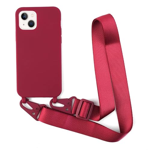 Leather Armor Handykette Hülle für iPhone 14 Plus(6.7) mit Band Halsband Lanyard (abnehmbar) Handyhülle,Handyhülle mit Verstellbarer Lanyard,Stoßfest Silikonhülle Handykette Handyhülle .-Rot von Leather Armor