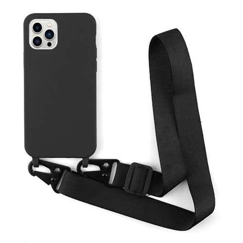 Leather Armor Handykette Hülle für iPhone 14 Pro Max(6.7) mit Band Halsband Lanyard (abnehmbar) Handyhülle,Handyhülle mit Verstellbarer Lanyard,Stoßfest Silikonhülle Handykette Handyhülle .-Schwarz von Leather Armor