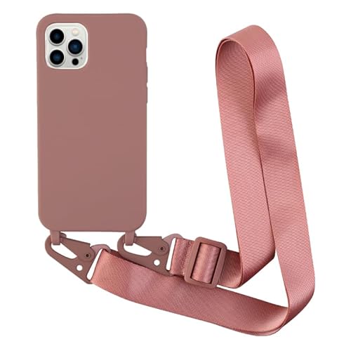 Leather Armor Handykette Hülle für iPhone 15 Pro Max(6.7) mit Band Halsband Lanyard (abnehmbar) Handyhülle,Handyhülle mit Verstellbarer Lanyard,Stoßfest Silikonhülle Handykette Handyhülle .-Rosa von Leather Armor