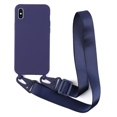 Leather Armor Handykette Hülle für iPhone XS Max mit Band Halsband Lanyard (abnehmbar) Handyhülle,Handyhülle mit Verstellbarer Lanyard,Stoßfest Silikonhülle Handykette Handyhülle .-Blau von Leather Armor