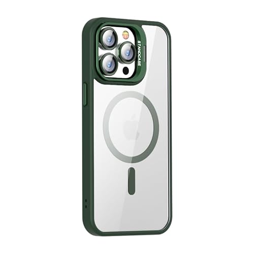 Leather Armor Kameraschutz für iPhone 11(6.1") Hülle [Kompatibel mit Magsafe] [Militärschutz Stoßfest] Hart Rückteil transparent 360 Grad Ständer Stoßfest Handyhülle iPhone 11(6.1")-Grün von Leather Armor