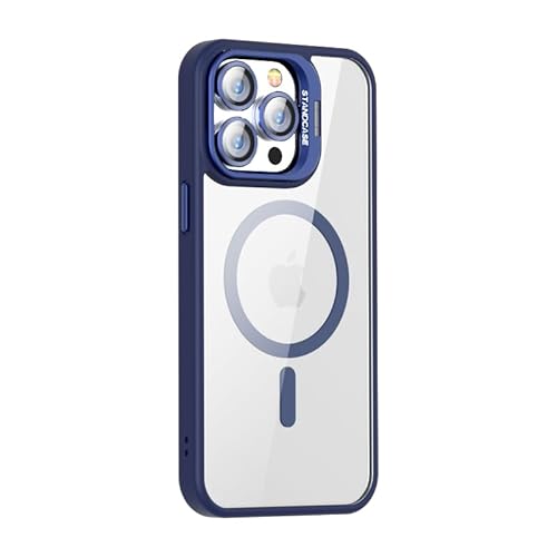 Leather Armor Kameraschutz für iPhone 12(6.1") Hülle [Kompatibel mit Magsafe] [Militärschutz Stoßfest] Hart Rückteil transparent 360 Grad Ständer Stoßfest Handyhülle iPhone 12(6.1")-Blau von Leather Armor