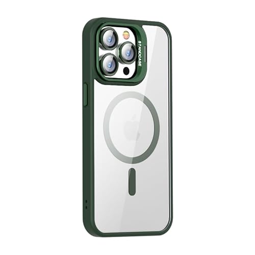 Leather Armor Kameraschutz für iPhone 14 Plus(6.7") Hülle [Kompatibel mit Magsafe] [Militärschutz Stoßfest] Hart Rückteil transparent 360 Grad Ständer Stoßfest Handyhülle iPhone 14 Plus(6.7")-Grün von Leather Armor