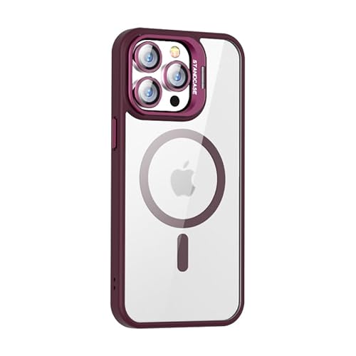 Leather Armor Kameraschutz für iPhone 14 Plus(6.7") Hülle [Kompatibel mit Magsafe] [Militärschutz Stoßfest] Hart Rückteil transparent 360 Grad Ständer Stoßfest Handyhülle iPhone 14 Plus(6.7")-Rot von Leather Armor